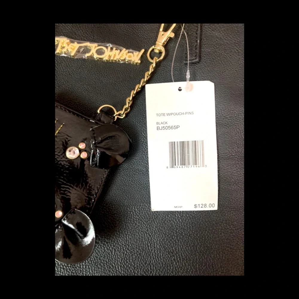 Betsy Johnson Large Black Studded Pins Tote w/ Small Crossbody. NWT! - Picture 11 of 16